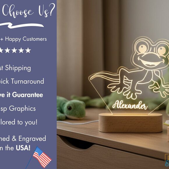 Lizard Custom Name Light • Personalized LED Cloud Decor • Baby Gift - Picture 4 of 8